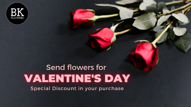 Black and Red Roses Valentines Day Flower Bouquet Facebook Cover